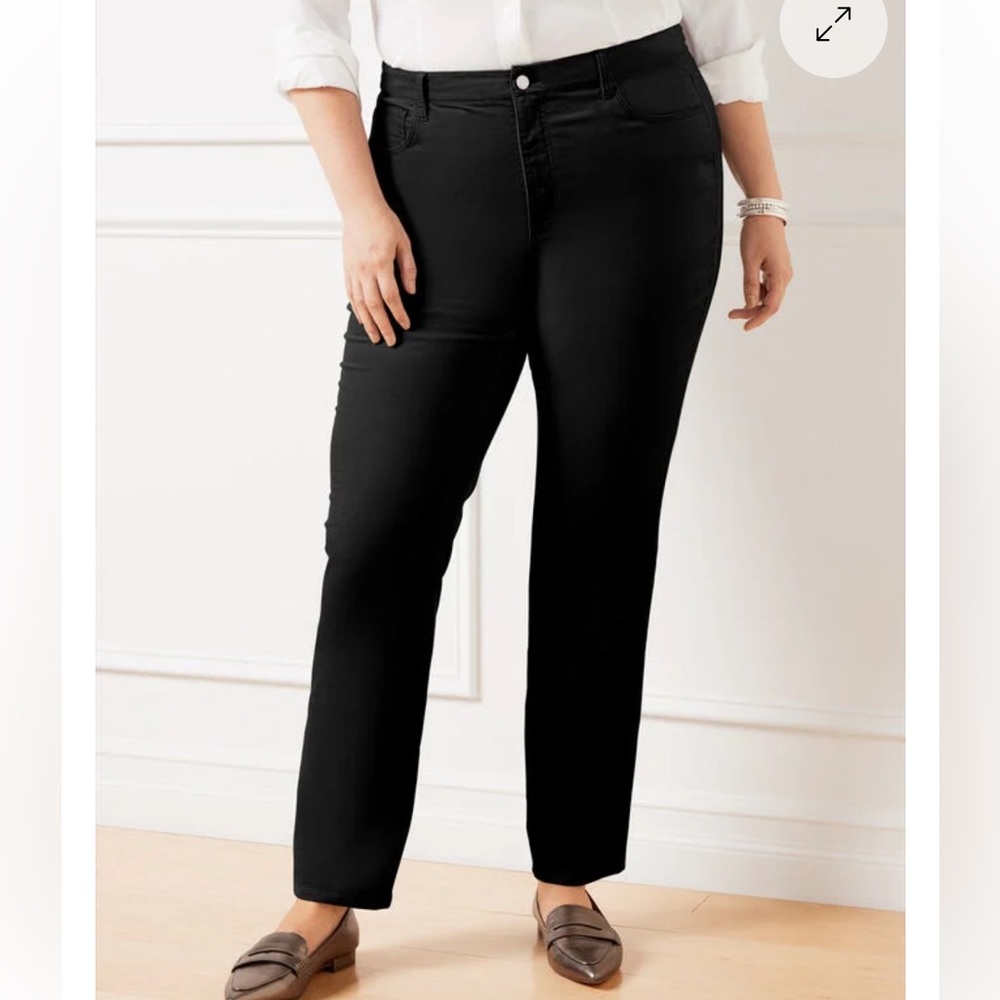 Black Velvet Straight Pants Plus Size 16W. Talbots.